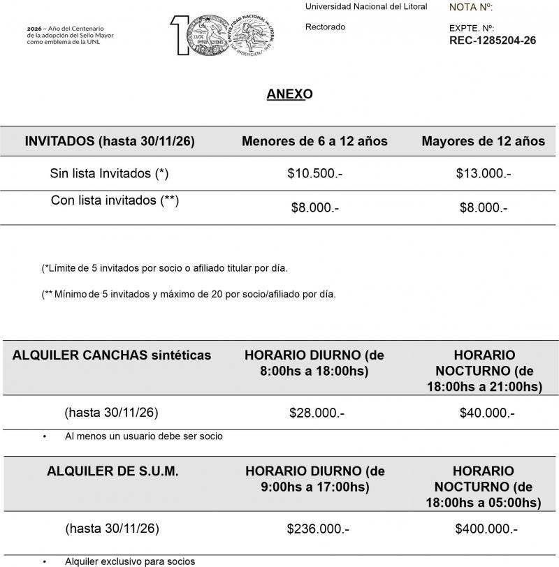 Nuevas Tarifas 